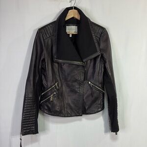 👯‍♀️BCBGenerations BG62486D black leather Moto jacket: